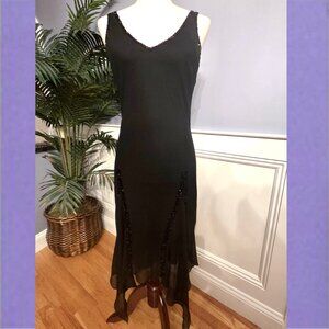 J Kara V Neck Beaded Black Dress